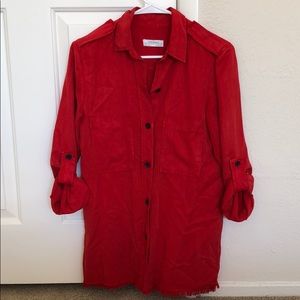 Worn once, Zara Woman red military style shirt